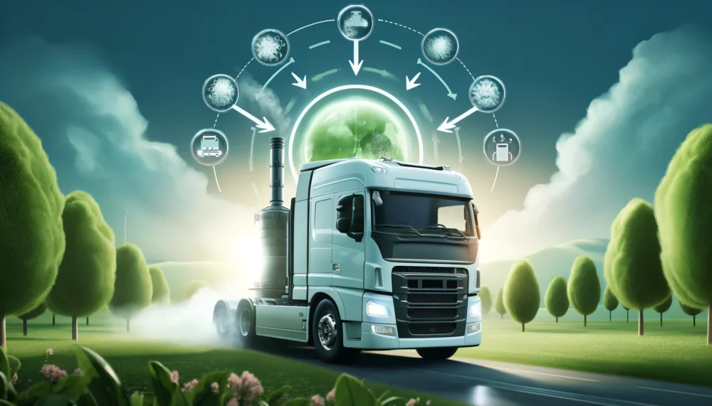 A-diesel-truck-with-an-illustration-of-the-DPF-system